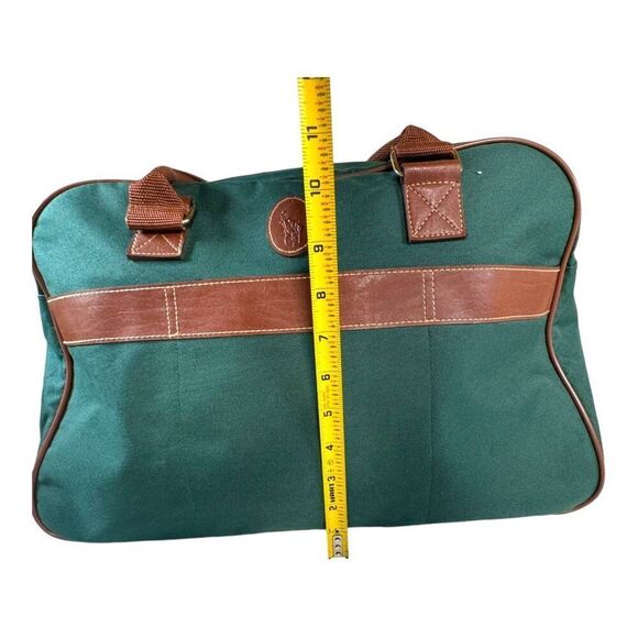 Vtg Ralph Lauren Green Brown Canvas Travel Duffle Bag Set Overnight Weekender - Picture 4 of 16